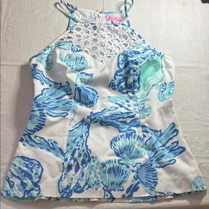 Lily Pulitzer Cotton Racer-Back Top Sz 2 Lined